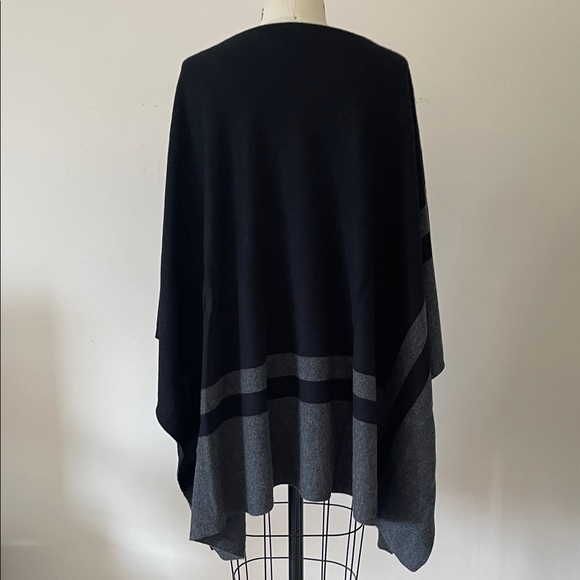 Eileen Fisher Black and Gray Poncho Sweater - Picture 3 of 4
